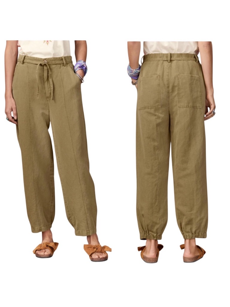 Sundance | 2025 Nwot Linen Blend Barrel Leg Pants Olive Green